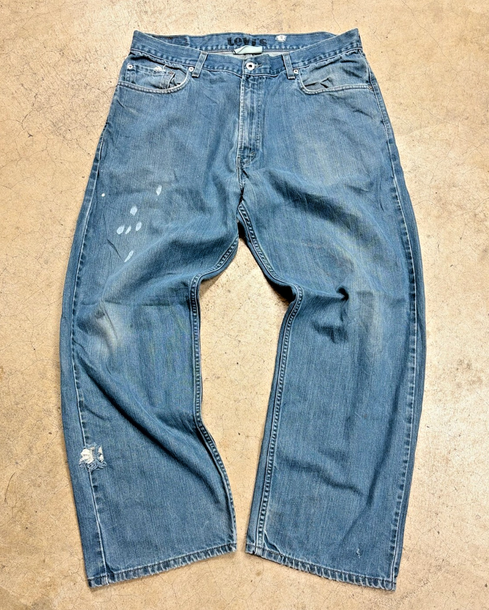 VTG 1997 Levi's 569 Loose Fit Skater Jeans Baggy Thrashed Paint Splatter 36x28